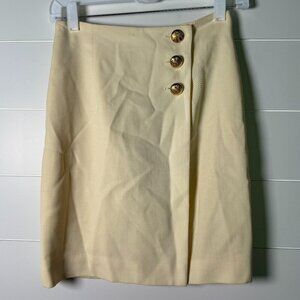 Ralph Lauren Purple Label Skirt 100% Wool Size 4 Creamy Yellow